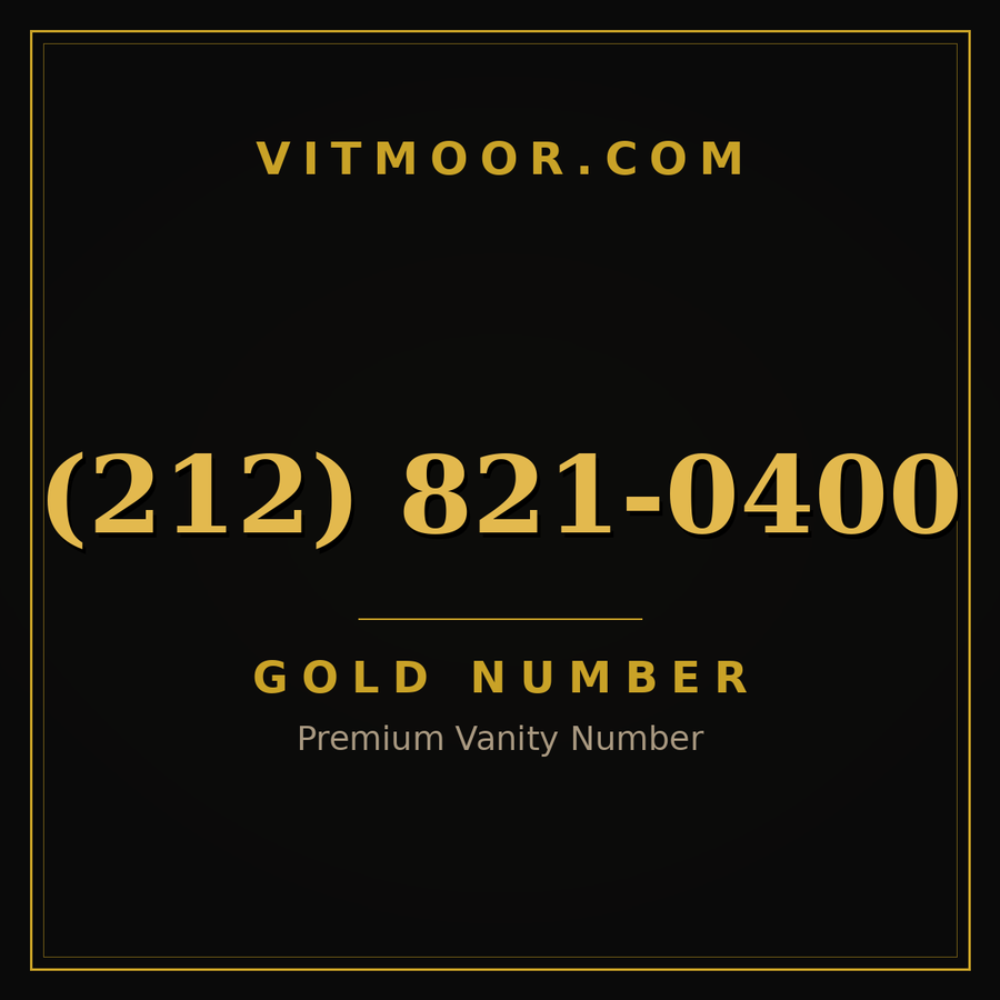 VITMOOR Gold premium number (212) 821-0400